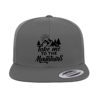 Hiking Take Me To The Mountains Embroidered Flat Bill Cap